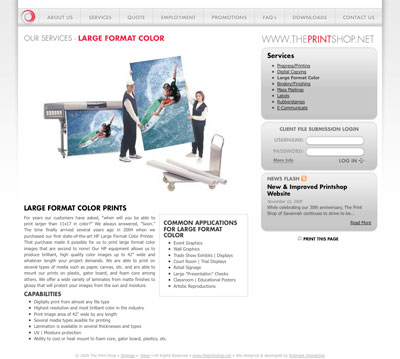 The Printshop Large Format Color Service Page